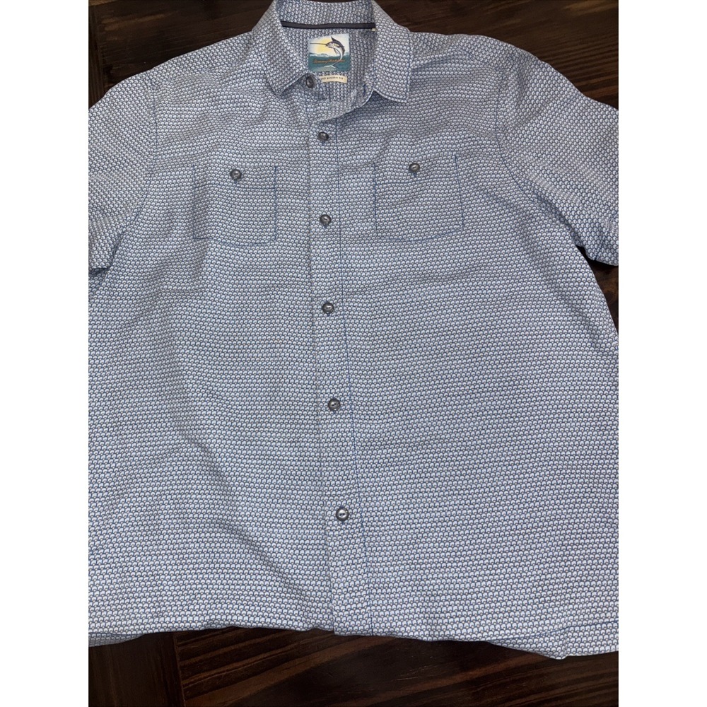 Tommy Bahama 100% Silk Mens Button Down Shirt Short Sleeve Size Medium